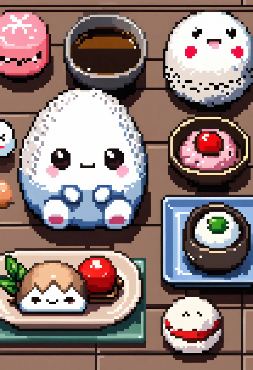 pixel art, Onigiri and dango no human