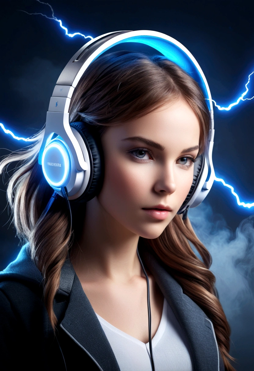 a 14 YEAR OLD BLONDE GIRL with long hair From headphones, silver leather jacket, lightning, with thunderstorms, thunderstorms, with lightning, crackling with lightning, lightning storms, storms, there are lightning, thunder, lightning!!!, lightning effects, severe weather storms, electrical storm, lightning storm, detailed lighting and thunder, during a storm, in a lighting storm, thunderstorm, dark storms with lightning --auto --s2