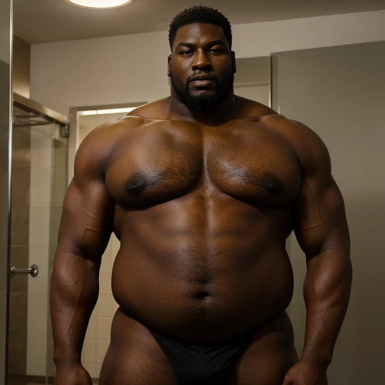 A big tall 350 pound man. muscular, dark-skinned due to the high melanin in their skin. African cases. 