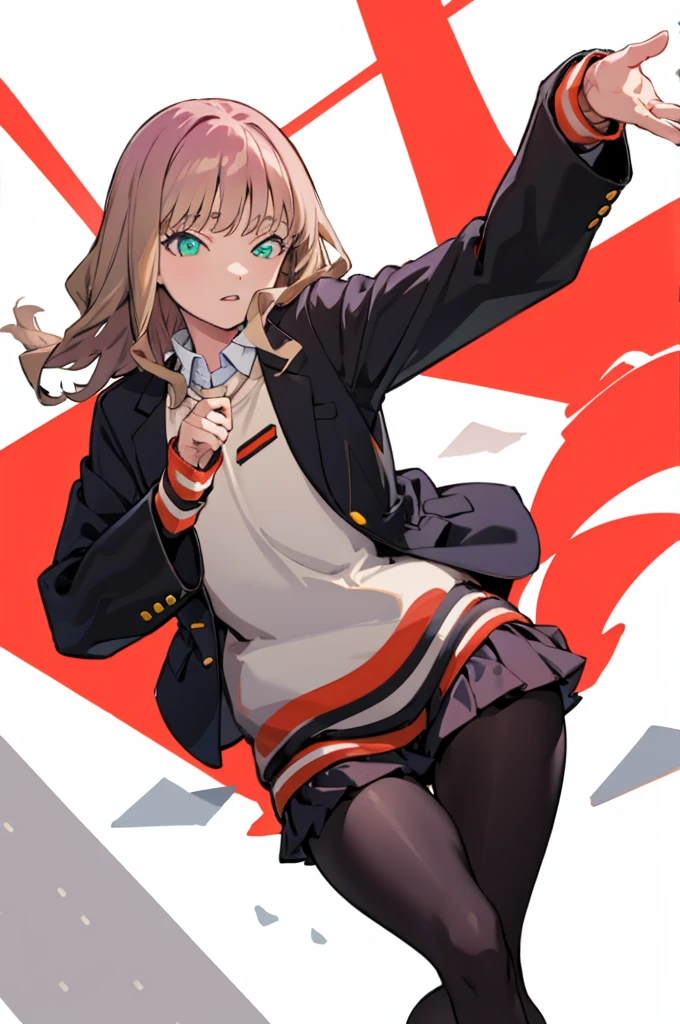 MinamiSchoolUniform, black pantyhose, black jacket, best quality, masterpiece, highres