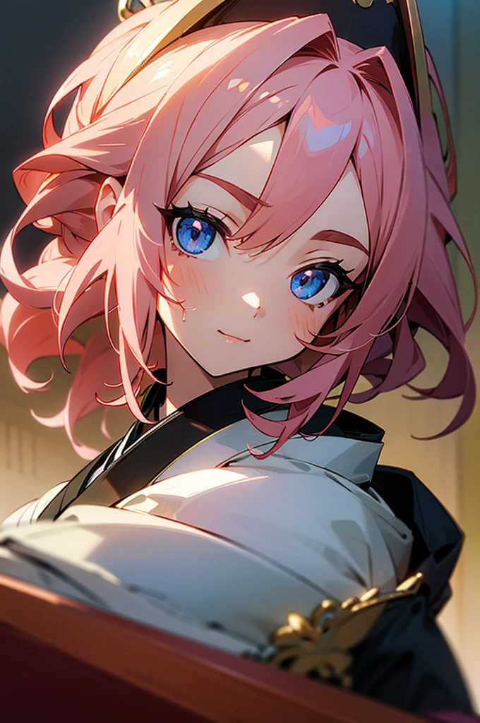 ((best quality)), ((masterpiece)), (detailed), anime face, kimono, cabelo rosa e grande, seios grandes