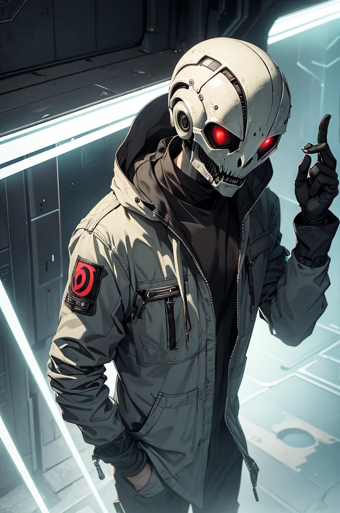 Make an alien race, as if it were a zombie, with clothes and equipment similar to cyverpunk. as if he were living dead