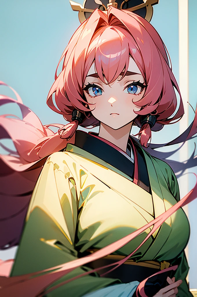 ((best quality)), ((masterpiece)), (detailed), anime face, kimono, cabelo rosa e grande, seios grandes de 190 centimetros, 30 anos de idade