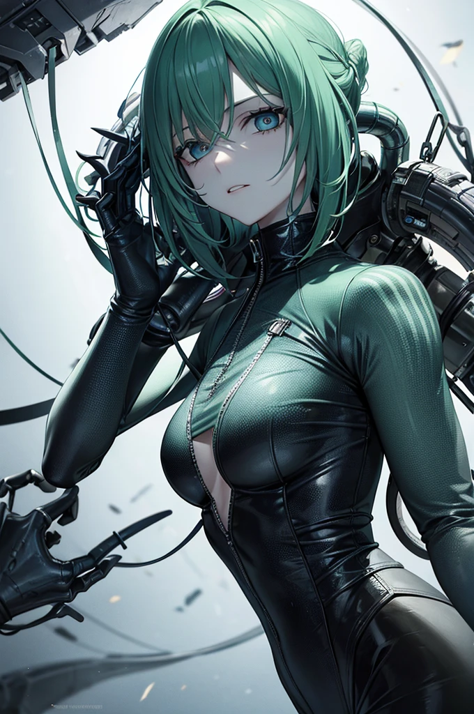 anime girl with green hair and black shoes on a motorcycle, anime cyberpunk art, digital cyberpunk anime art, oppai cyberpunk, krenz cushart and artgerm, cyberpunk anime art, digital cyberpunk - anime art, female cyberpunk anime girl, cyberpunk anime girl, tatsumaki from one punch man, extremely detailed artgerm, cyberpunk themed art