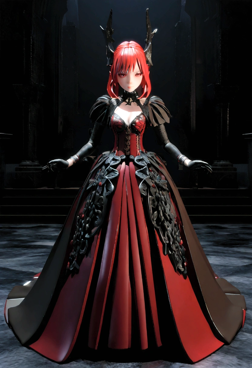 1 girl, gothic style, in a dark place, the night, with red hair, wearing a bold outfit,. 3d,2d