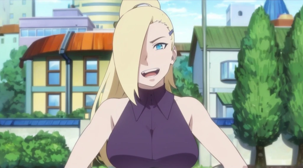 thong bikini, milf, suntanned, (excited look), Ino yamanaka, gazing at viewer, Face ultra detailed, Sunnyday, day time, upper body view, anime styling, 独奏, (Pure white bikini), detailed beach side, neckleace , (medium breasts), blonde, ((an eye covered in hair, hair over eye)), gazing at viewer, big arms, (shoulders off, broadshouldered, very small biceps, curved body), hidden eye, ssmile , gaping mouth, very happy, Bullish, hair clip, keen gaze, sharp face, keen eye, long neck, crotch, へそ, cool colours, double bra, thicc thighs