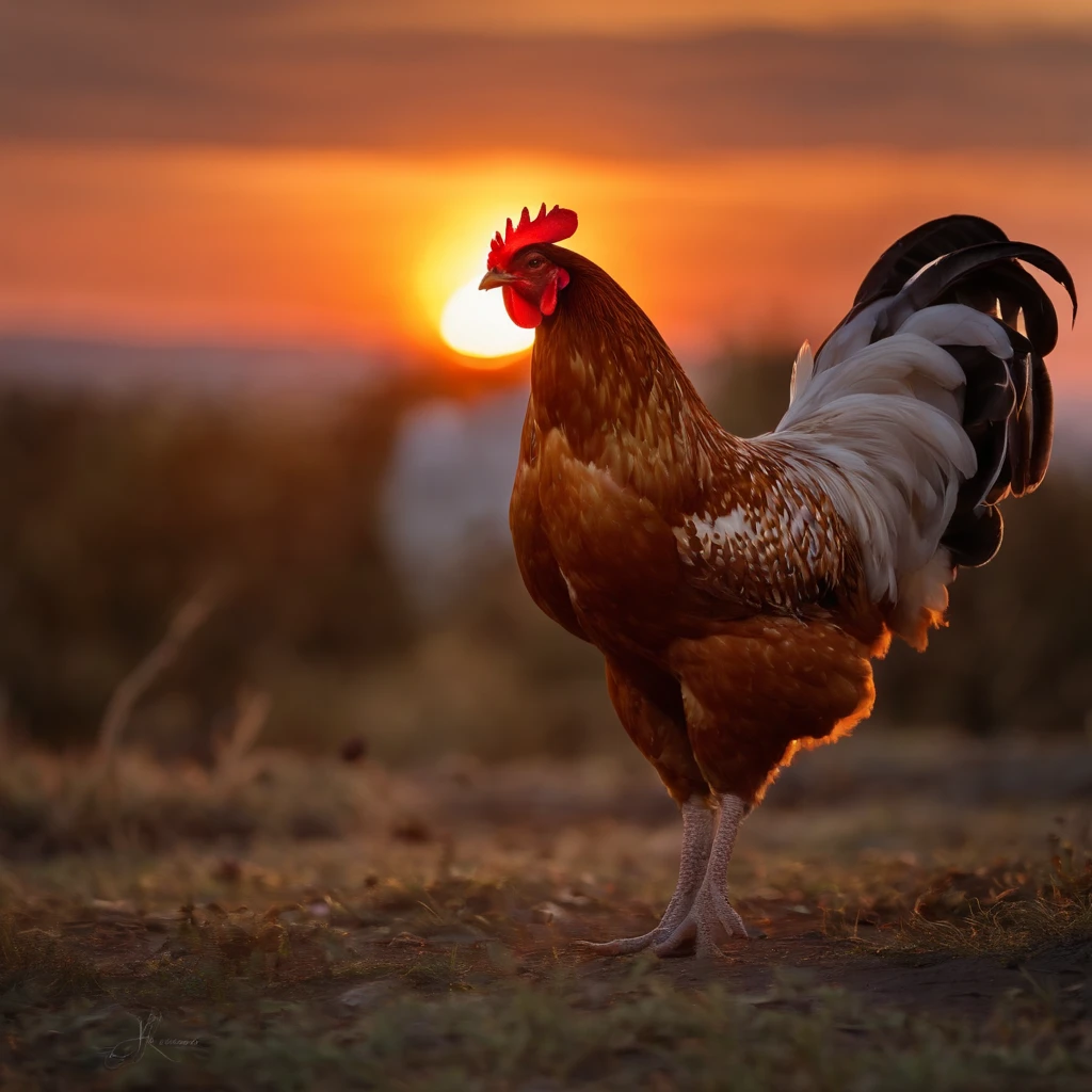 Chicken at sunset