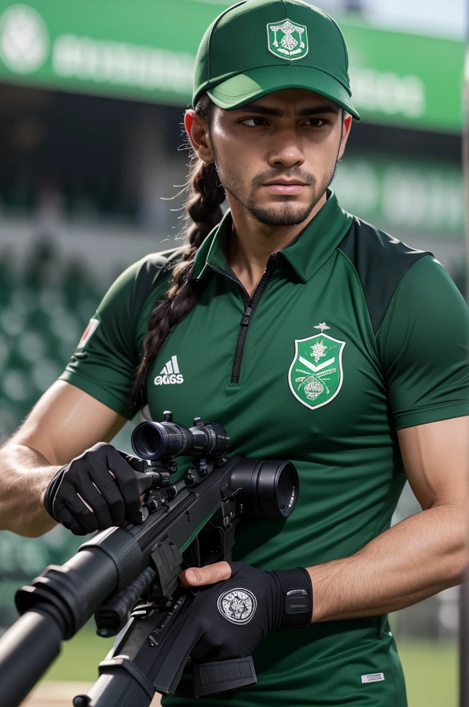 A sniper wearing the Coritiba shirt