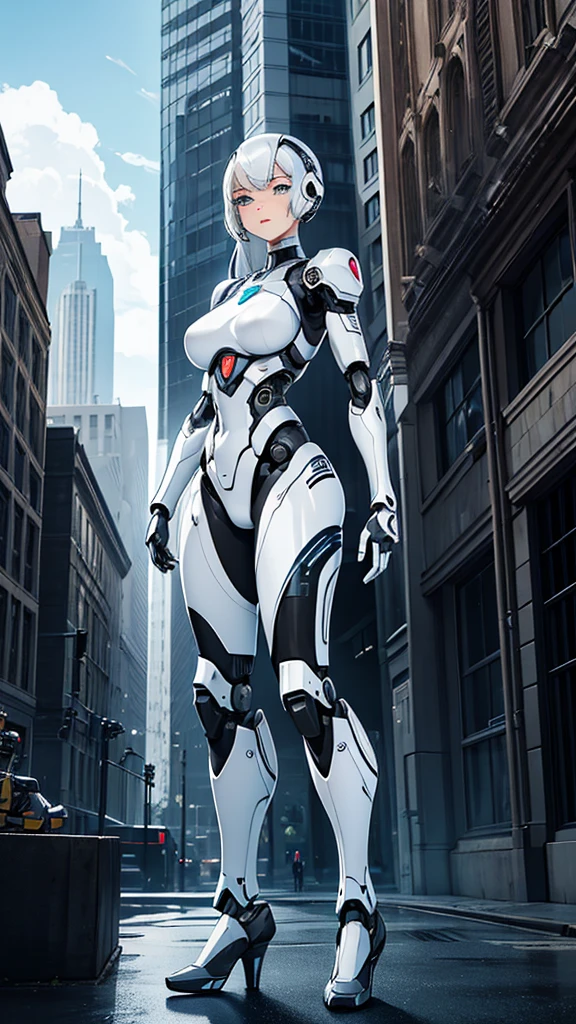 There is a woman in robot suit posing next to ancient building, beautiful white girl half-cyborg, cute cyborg girl, beautiful girl cyborg, perfect robot girl, cyborg girl, young cyborg lady, beautiful female robot, beautiful robot woman, cyborg-girl, perfect cyborg female, porcelain cyborg, female robot, beautiful cyborg image