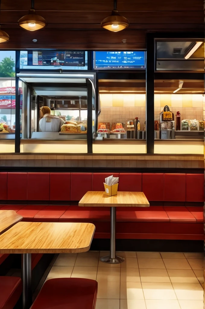 Empty fast food booth in a restaurant