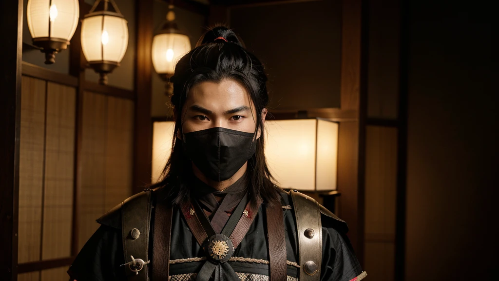 ชายในSamurai costumeถือดาบคู่สั้น, Samurai costume, Ninjaฟูมะ, Fumakotaro, Ninja, สวมSamurai costumeเก่า, asian men, samurai portrait, Wear samurai armor, Demon Samurai, Sengoku Basara 5, Male samurai wearing a mask ,wearing a samurai hat