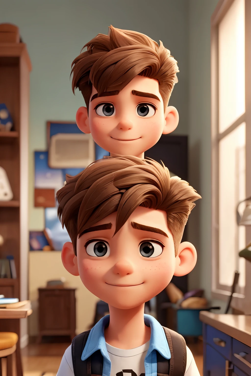 A boy with straight hair and a quiff 