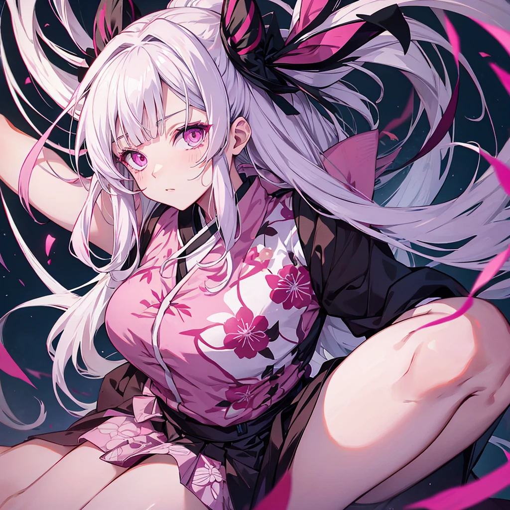 Kimetsu no Yaiba, light pink eyes and white hair