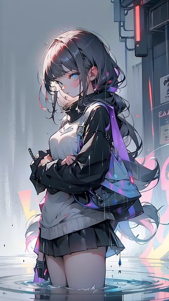 Raining, a girl,