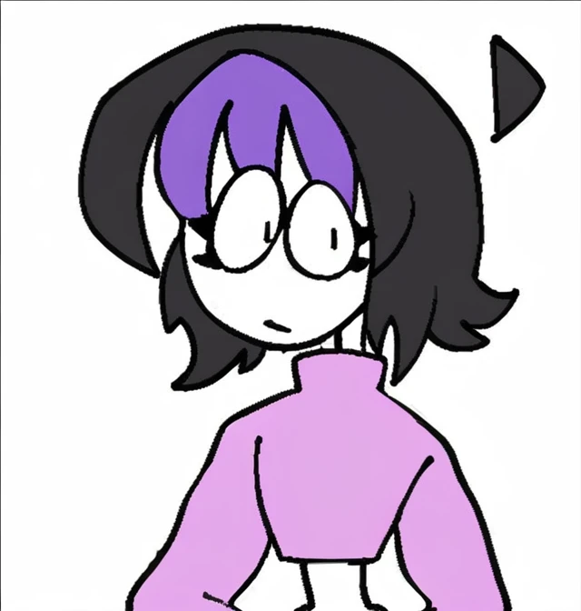  short black hair with purple bangs 