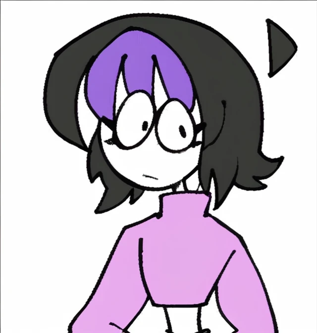 short black hair with purple bangs 