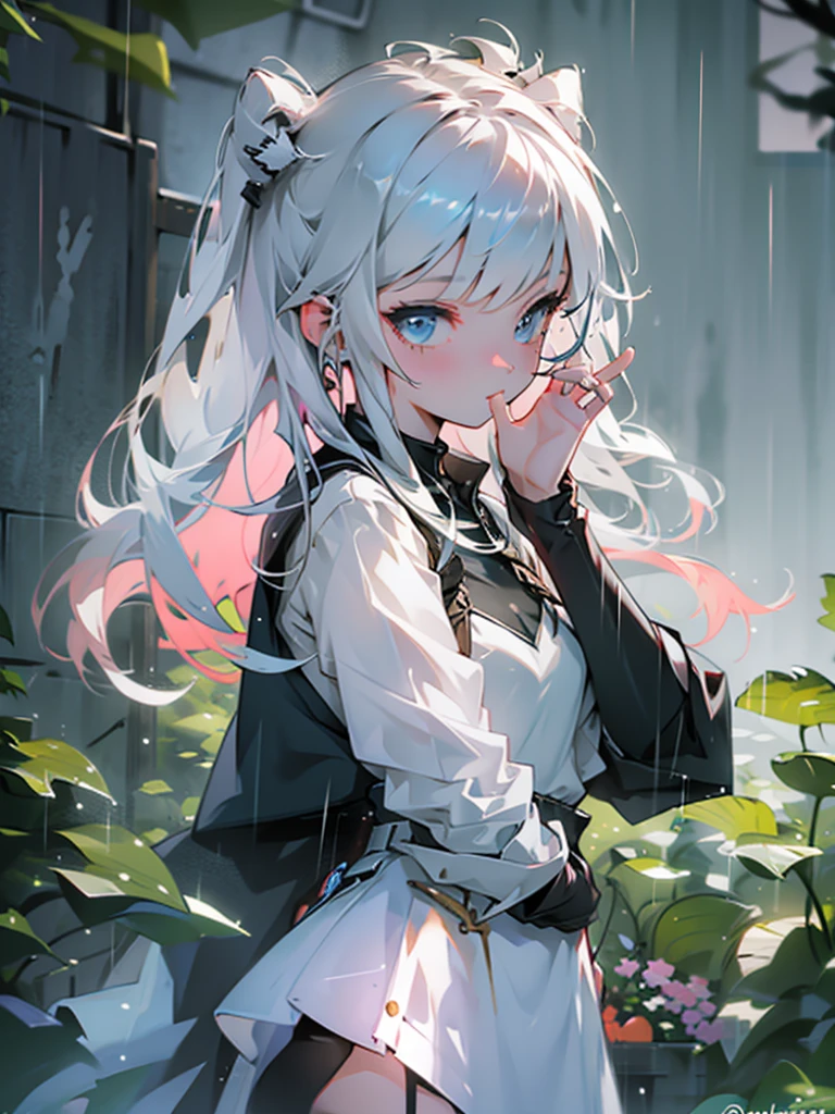 Raining, a girl,