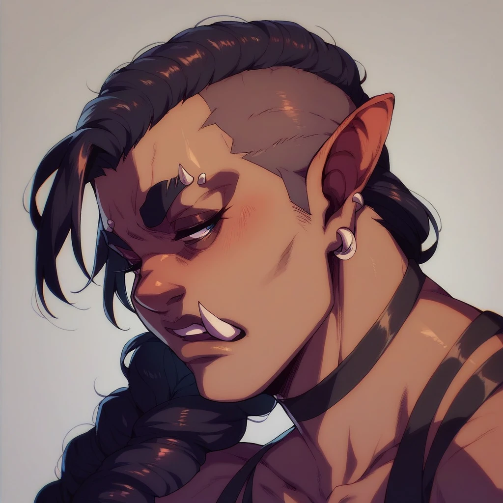 Half-Orc with braided hair