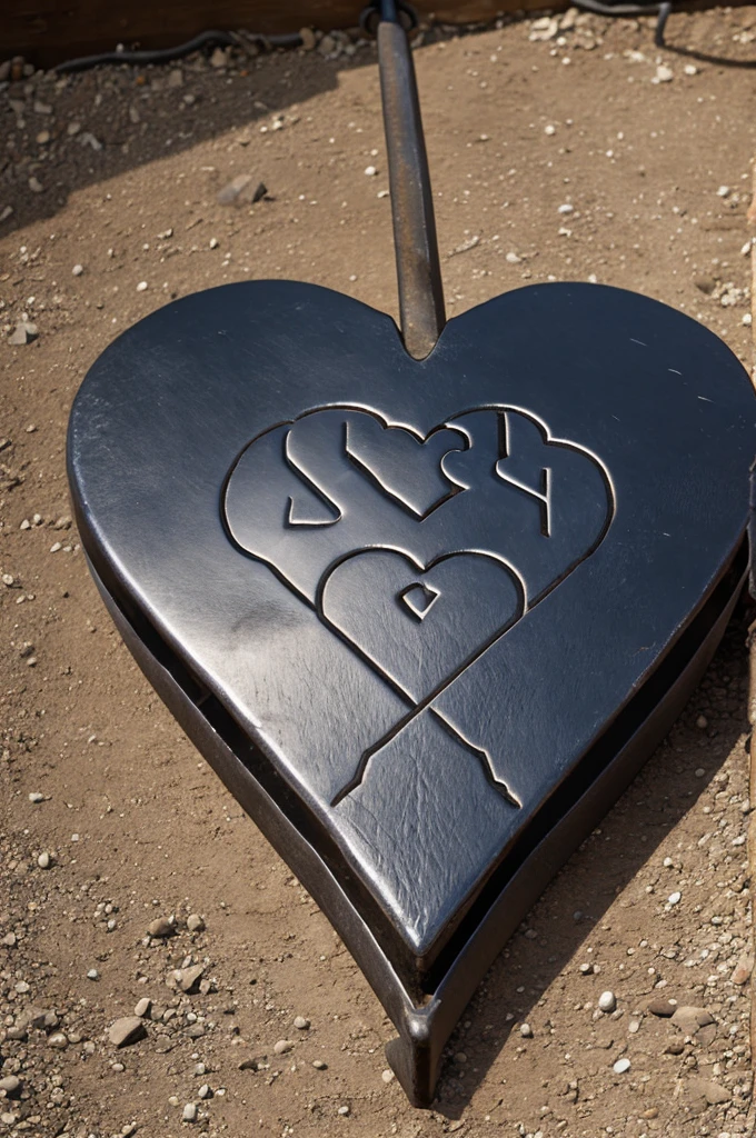 Heart-shaped cattle iron with initials GLG