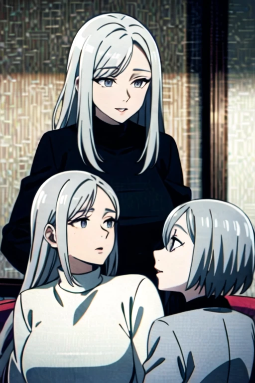 beautiful older women with long grey hair and grey eyes