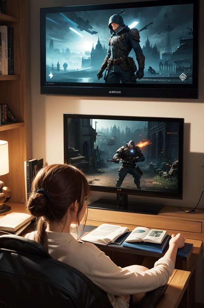A book next to a video game