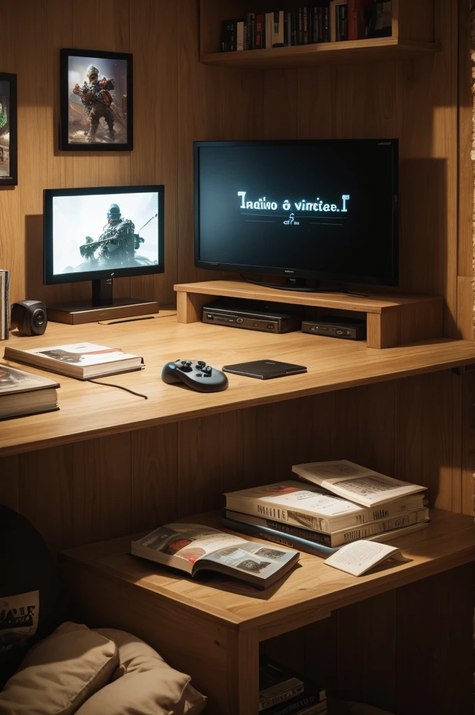A book next to a video game