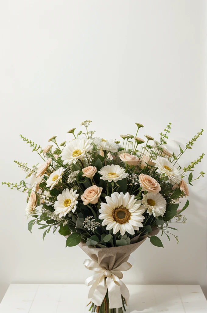 beautiful bouquet of flowers on white background without unnecessary details for men