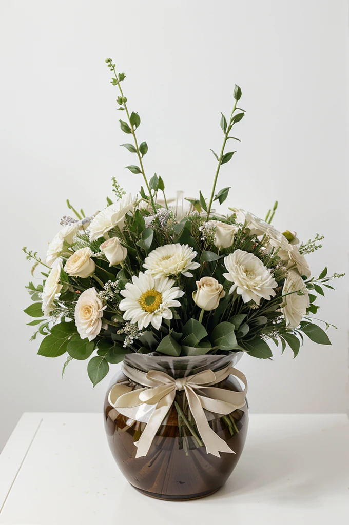 beautiful bouquet of flowers created by a florist on a white background without unnecessary details for men