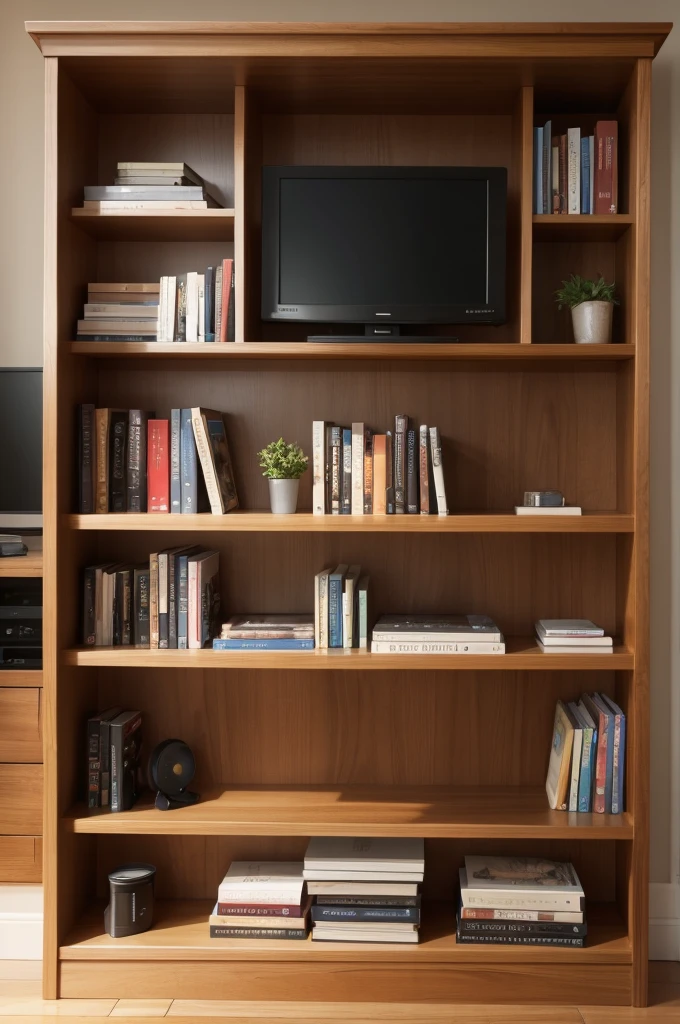 A book shelf and a video game
