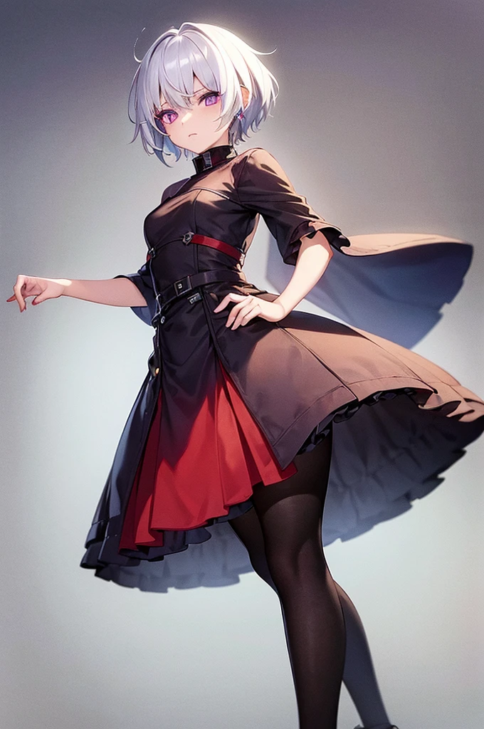 girl 1.69m has short white hair with a normal build, dark purple eyes, he wears normally black clothes, red and white combining these colors, He almost always wears some Star Wars accessory., Use little makeup, usually just a little eyeliner.. He loves to sleep