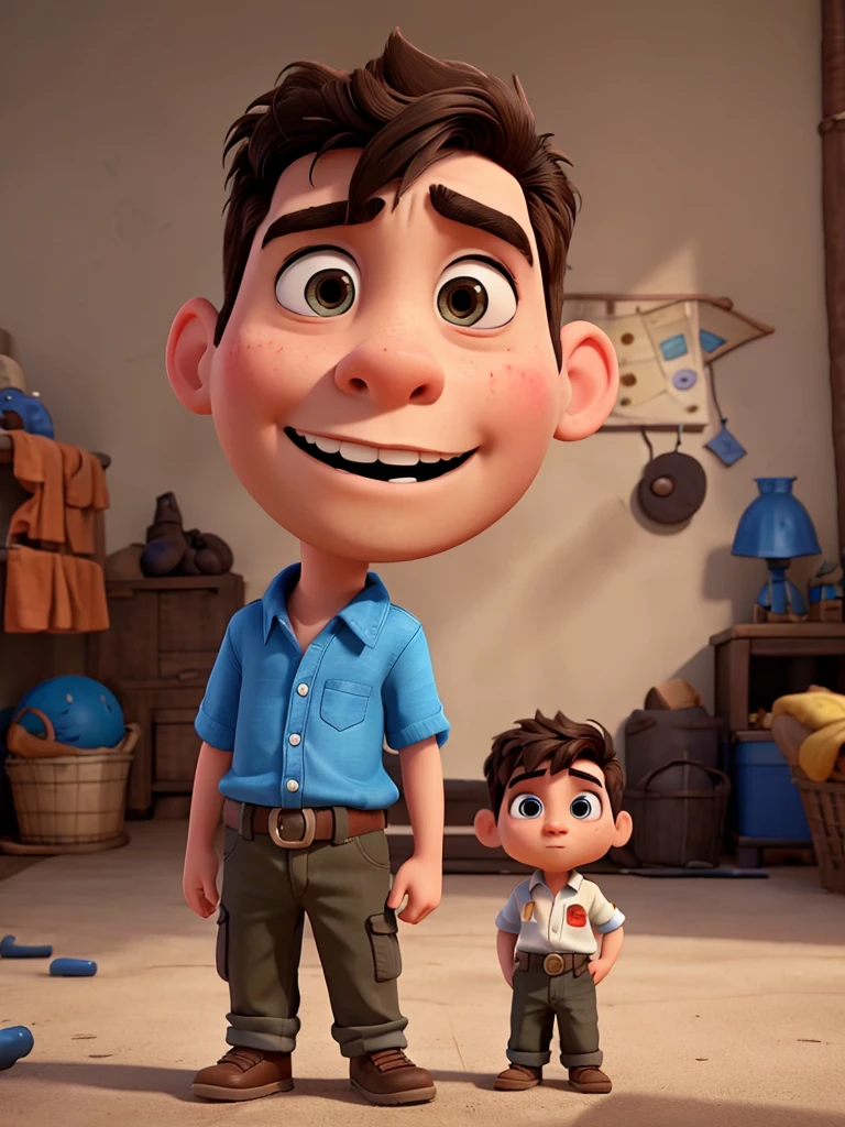 boy mood, facing the front, a Pixar creature 