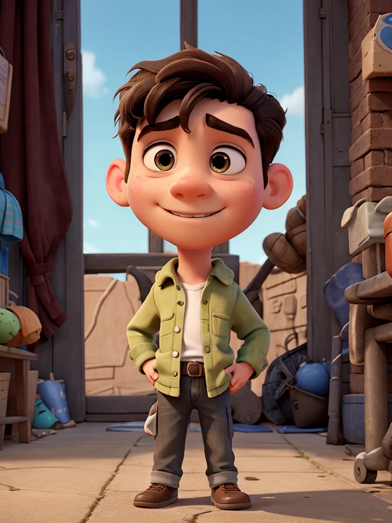 boy mood, facing the front, a Pixar creature