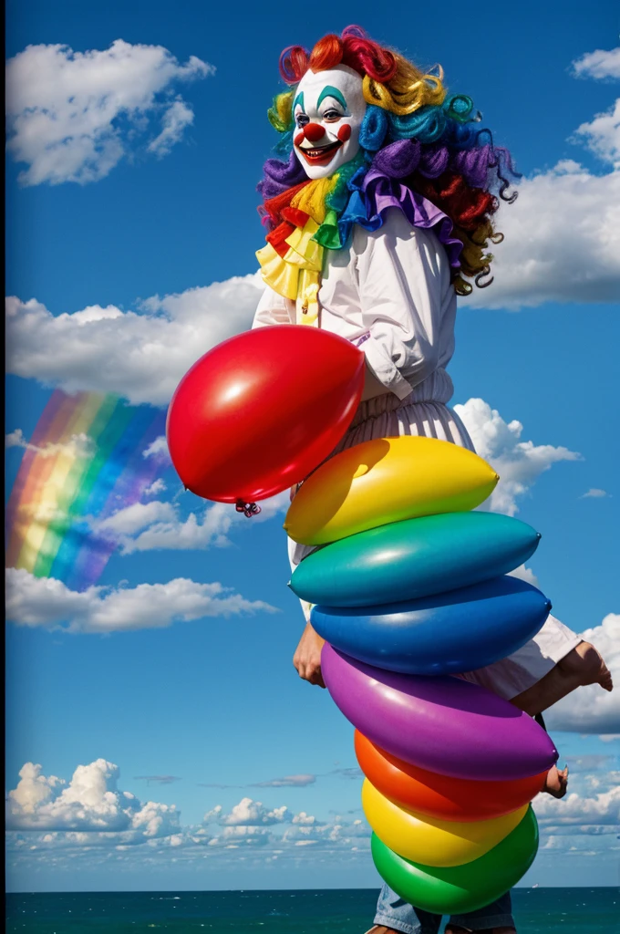 Plimplim clown with rainbow and clouds to color