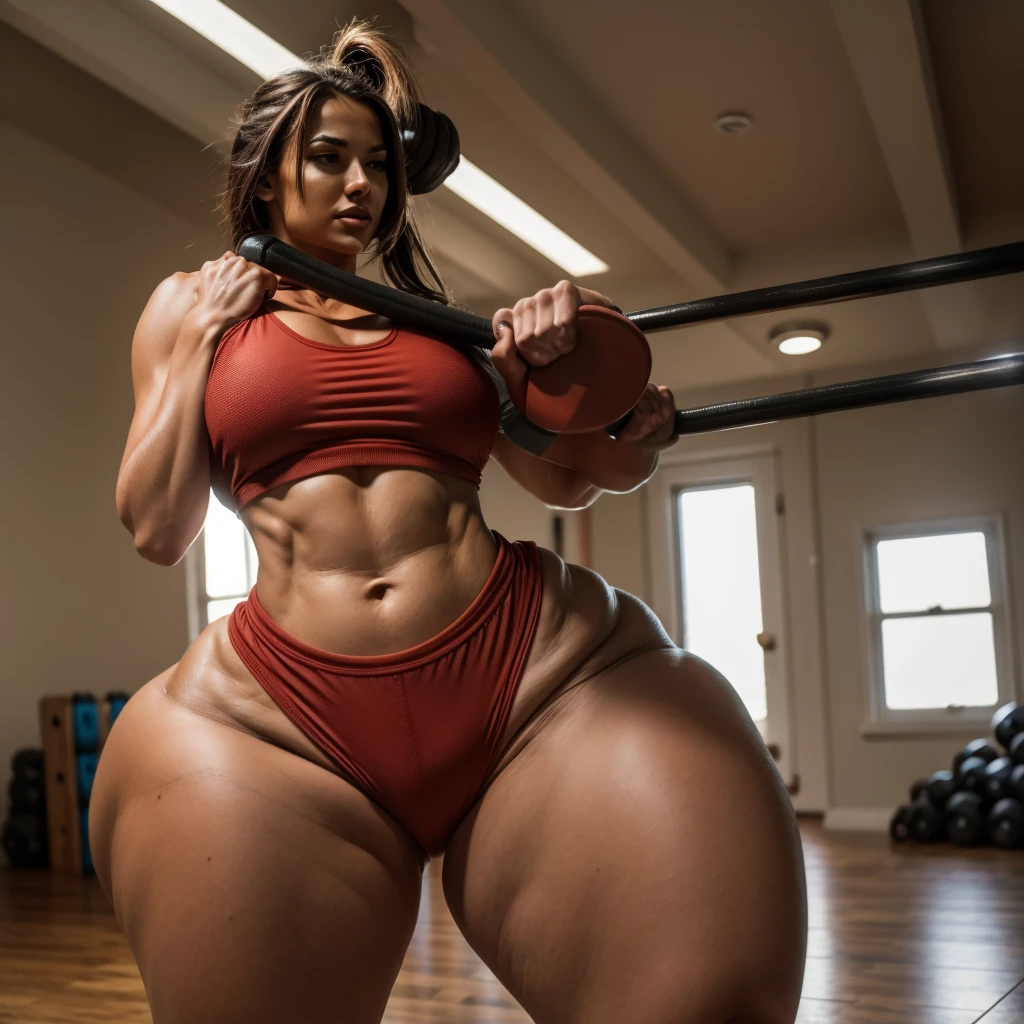Spectacular woman doing weight training