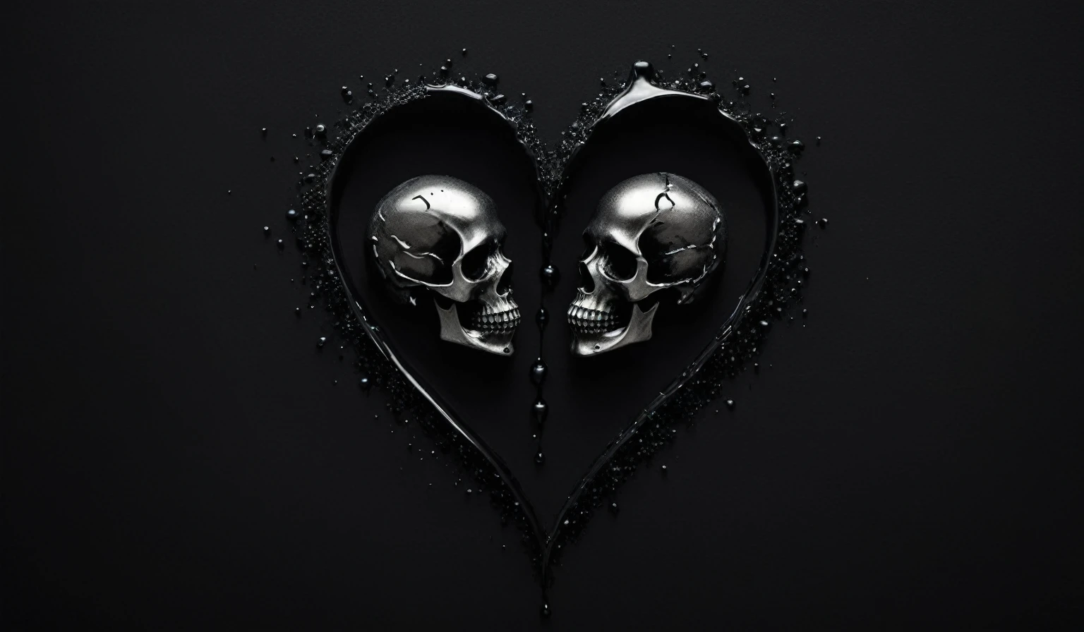 Create a simple and elegant“Love and Death" logo, shedding niobium tears. The design should convey a strong sense of sadness and melancholy, using a minimalist approach with clear ugly lines and using only deep black, nicola samori,ben templsmith,Irina Yermolova