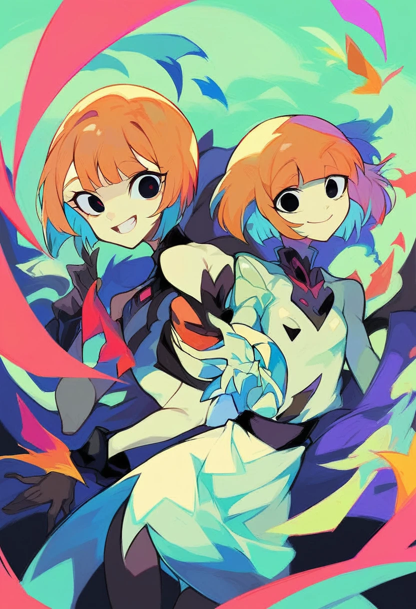 yorumac, yoru mac, short hair, bangs, (black eyes:1.5), blunt bangs, orange hair, bob cut, smile, bright pupils, BREAK looking at viewer, (cowboy shot:1.5), flat chested, curvy, small breasts, very young, BREAK (masterpiece:1.2), best quality, high resolution, unity 8k wallpaper, (illustration:0.8), (beautiful detailed eyes:1.6), extremely detailed face, perfect lighting, extremely detailed CG, (perfect hands, perfect anatomy),