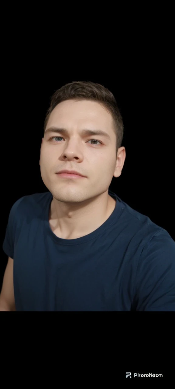 3D Avatar White Man Round Face Black Shirt