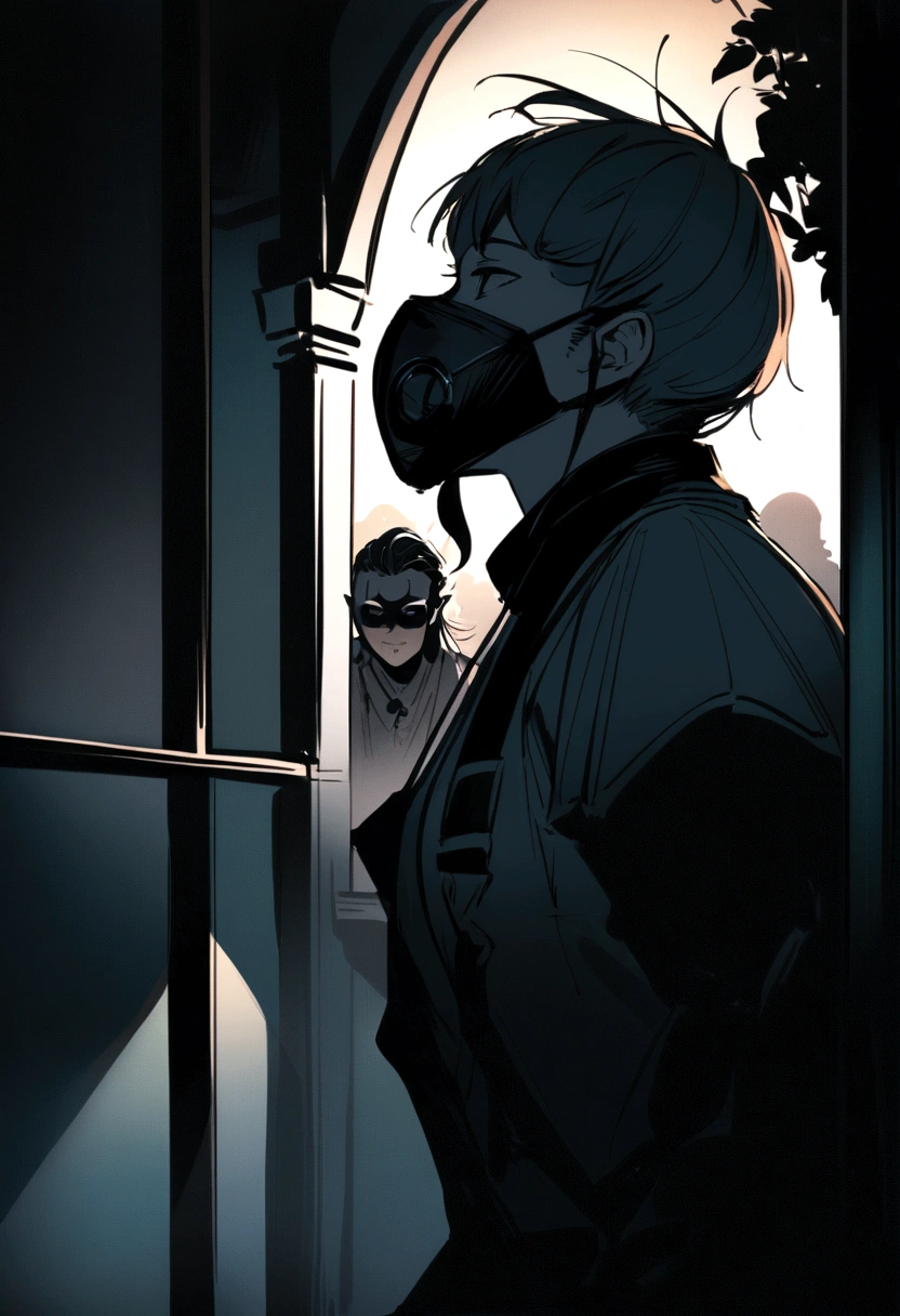 a guys with locks and a mask who smoke at a balcony 