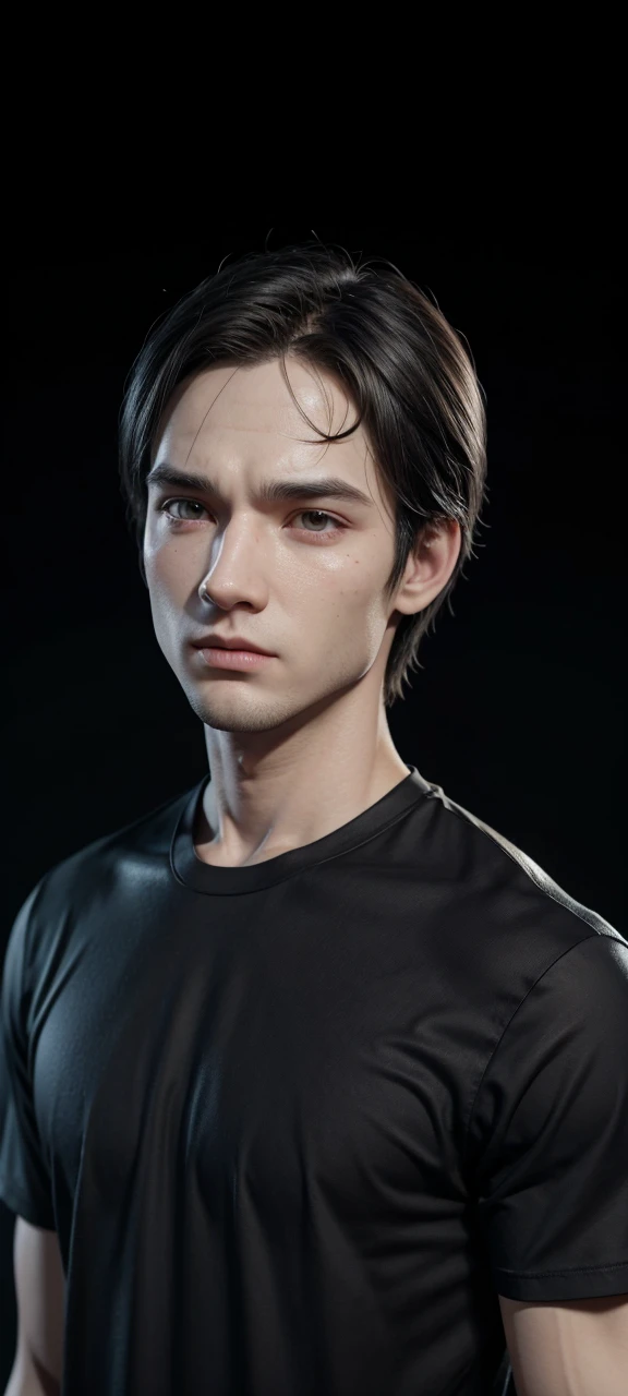 3D Avatar White Man Round Face Black Shirt