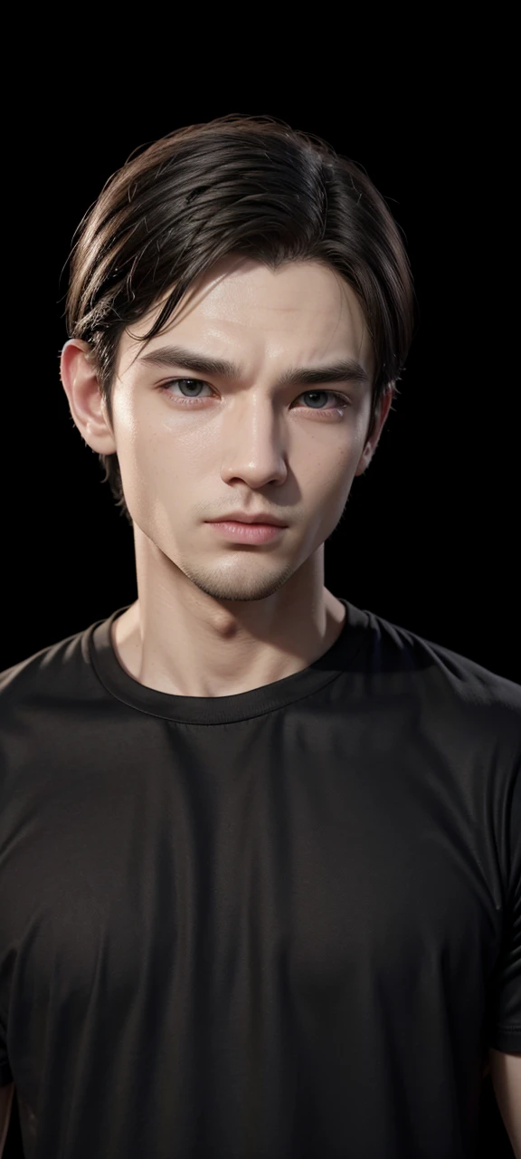 3D Avatar White Man Round Face Black Shirt 
