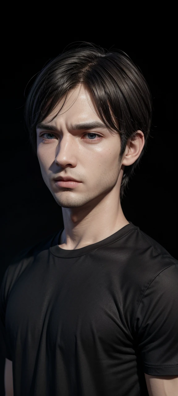 3D Avatar White Man Round Face Black Shirt