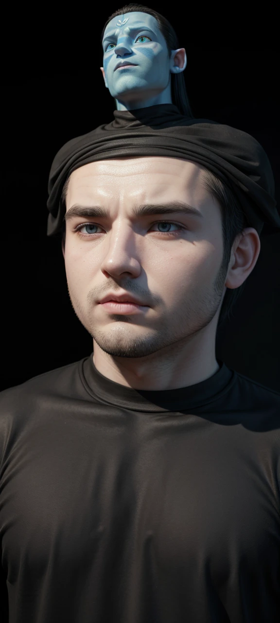 3D Avatar Fat White Man Black Shirt