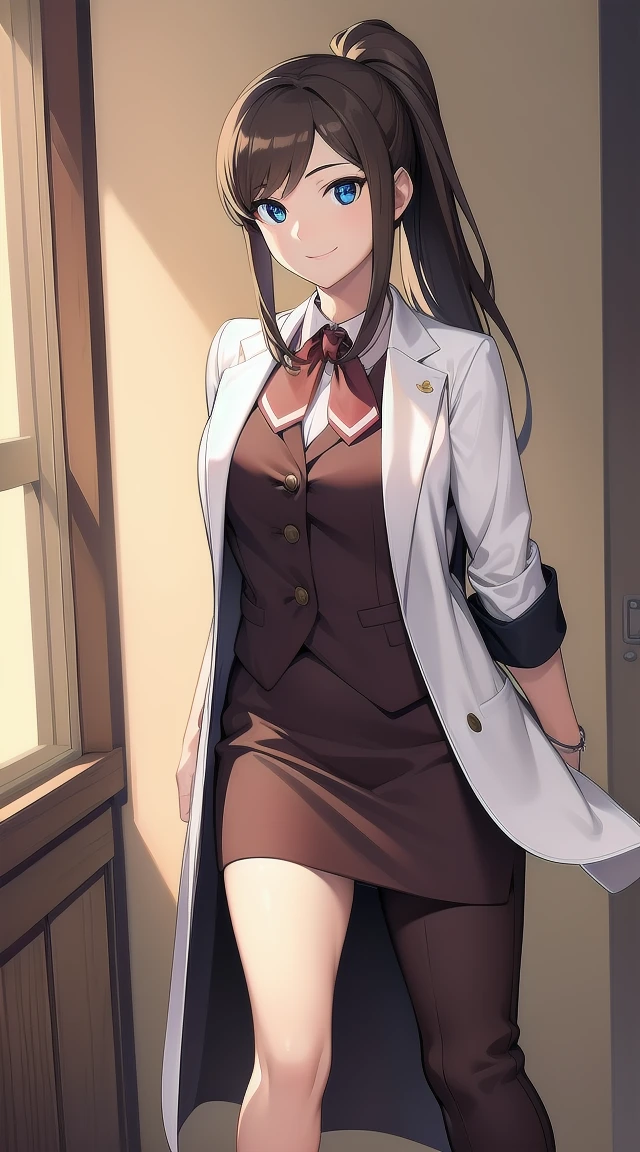 1girl,brown hair
BREAK ((emaskye, (ponytail, brown hair, labcoat),armband, eyewear on head:1))
BREAK ((smiling,fullbody:1.1))
BREAK indoors,
BREAK looking at viewer, 
BREAK (masterpiece:1.2), best quality, high resolution, unity 8k wallpaper, (illustration:0.8), (beautiful detailed eyes:1.6), extremely detailed face, perfect lighting, extremely detailed CG, (perfect hands, perfect anatomy),