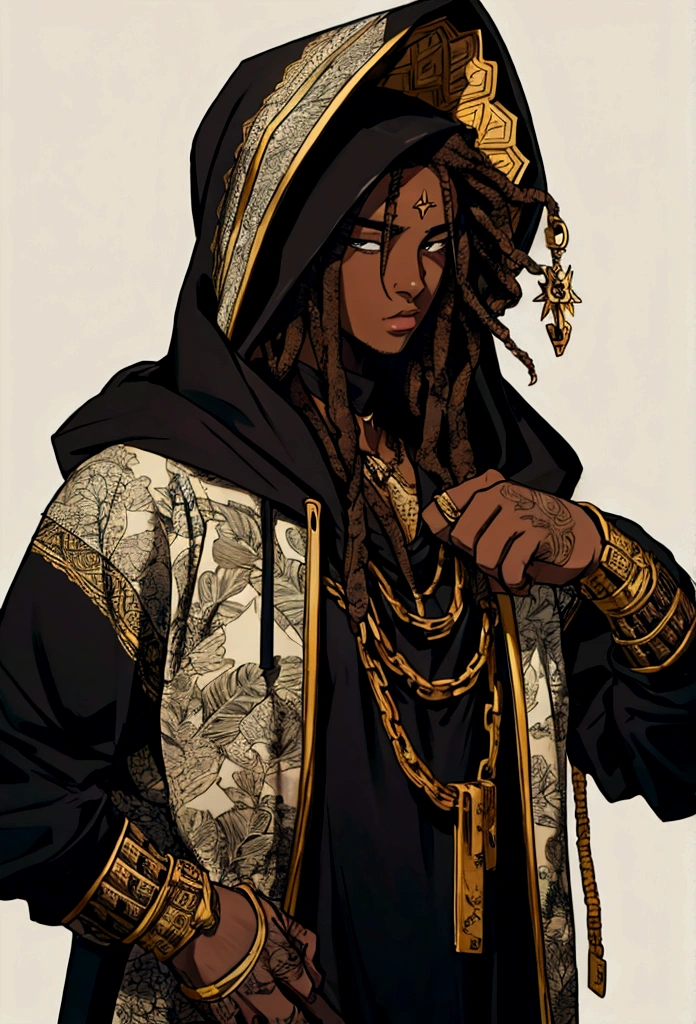 a black rapper with locks and a sweet hood