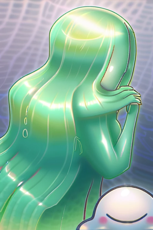 ((Лучшее качество)), ((шедевр)), (подробный), slime girl, dog pose, anal