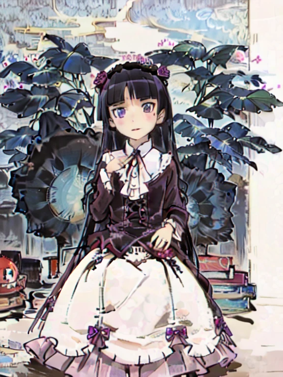 (ruri gokou), (Ultra-high resolution), (masterpiece), (Attention to detail), (high quality), (最high quality) , 1 girl, alone, girl, Hime cut, Gothic ta, Loliashion, head band,