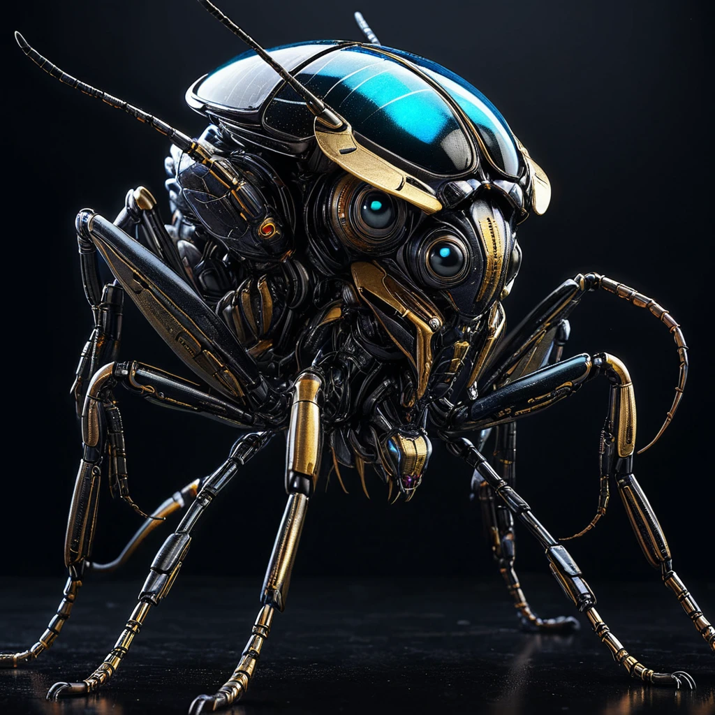 Humanoid anthropomorphic insect, Homoinsectus, cyberpunk style, ultra detailed, ultra clear, high contrast, sci-fi