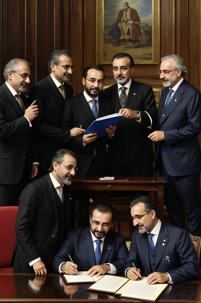 DR. Antonio Saenz.
DR. José Darragueira.
Fray Cayetano José Rodríguez.
DR. Pedro Medrano.
DR. Esteban Agustín Gascón.
DR. Tomás Manuel de Anchorena, signing the Argentine independence act while taking a selfie 