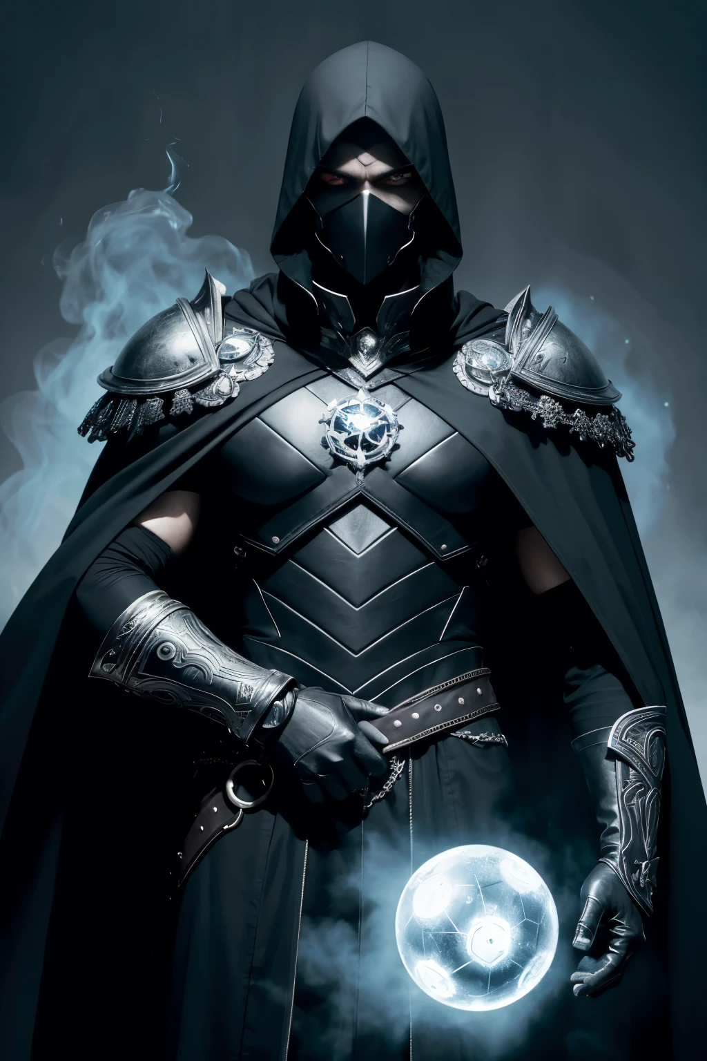 Title: The Elementary Villain Description:
Imagine an imposing, dark villain, wrapped in a black cloak that floats lightly around him. His figure is tall and menacing, with a sinister aura that exudes power and mystery. His face is partially hidden by a metallic mask with sharp details, reflecting the coldness of ice and the heat of fire.
detaileds:
eyeballs: His eyes are a fierce contrast - one glows with an intense, burning flame, while the other is an icy blue, almost frozen.
hands: In one hand, he holds a pulsating sphere of fire, whose flames seem alive and dance in your control. In the other, he holds a sphere of crystalline ice, emanating a cold and deadly fog.
enviroment: He's standing in a desolate landscape, half burned by fire and the other half frozen, showing the devastation he can cause with his elemental powers. The sky in the background is a storm with clouds of fire and ice clashing, creating bolts of fire and ice that cut across the sky.
badass clothing: His costume is armor mixed with fire and ice elements., where parts of glowing metal contrast with fragments of sharp ice. The edges of your cape are burned, but also covered in frost.
Position:
He is in a powerful and confident position, maybe with one foot on a charred rock, while your fiery hand is raised, about to release a burst of flames, and the ice hand lowered, touching the ground and freezing everything around you.
Expression:
His expression is cold and calculating, with a malevolent smile playing at the corner of his lips, showing that he is about to unleash chaos with his contradictory powers.
Accessories:
Add-ons like runes glowing on your cloak or magical tattoos on your arms, representing his mastery over the elements.