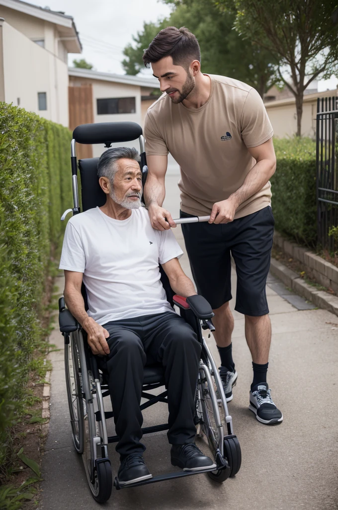 Man in a wheelchair returning to his home